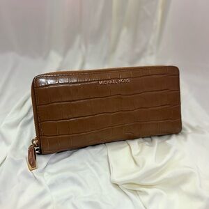 Michael Kors Crocodile - Embossed Leather Zip Around Wallet